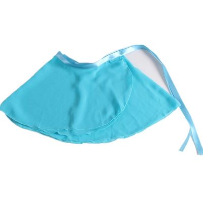 Girls Ballerina Sheer Wrap Ballet Tutu Dress Child Dance Skate Over Scarf Dancewear with Tie Waist Chiffon Dance Skirts, Lt Blue, Free Child