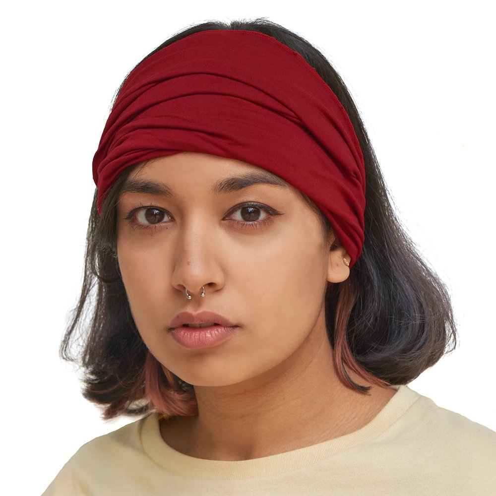 CHARM Red Headband for Women, Japanese Style Bandana Head Bands for Men and Women, Stretch Hair Band for Sports & Daily Wear by Casualbox M