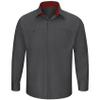 Red Kap Men's Long Sleeve Performance Plus Shop Shirt with OilBlok Technology, Charcoal/Fireball Red Mesh, 3X-Large view 1