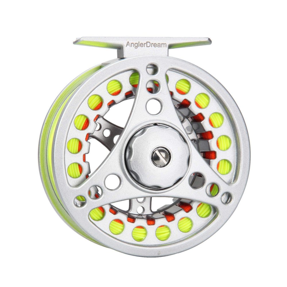ANGLER DREAM pre-Loaded (1/2WT 3/4WT 5/6WT 7/8WT) Fly Reel with Line Combo Aluminum Alloy Large Arbor Fly Fishing Reels Weight Forward Fly Line with Braided Backing Tapered Leader