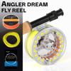 ANGLER DREAM pre-Loaded (1/2WT 3/4WT 5/6WT 7/8WT) Fly Reel with Line Combo Aluminum Alloy Large Arbor Fly Fishing Reels Weight Forward Fly Line with Braided Backing Tapered Leader view 3