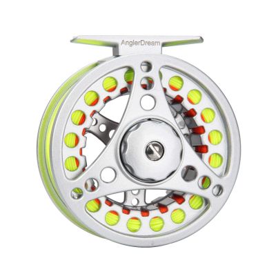 ANGLER DREAM (1/2WT 3/4WT 5/6WT 7/8WT) Fly Reel with Line Combo Aluminum Alloy Large Arbor Fly Fishing Reels Weight Forward Fly Line with Braided Backing Taper Leader Pre-Tied