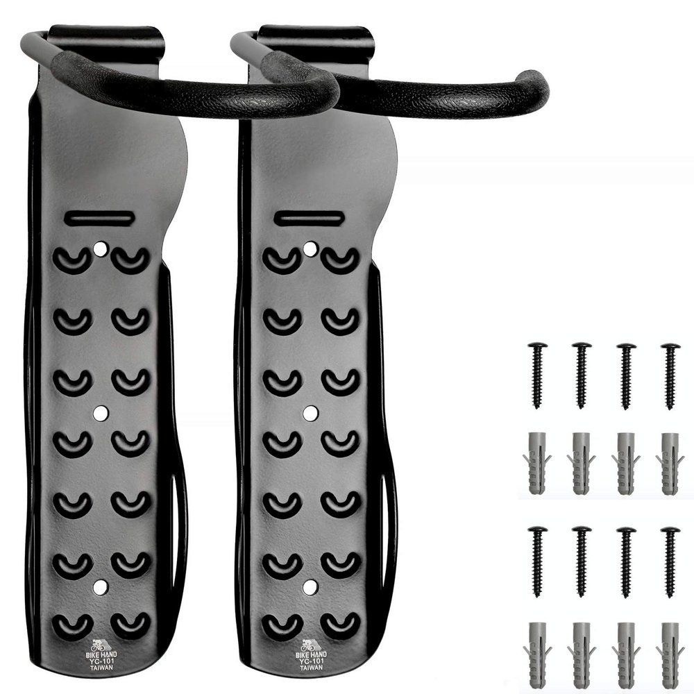 BikeHand Bike Wall Hanger - Heavy Duty Vertical Bicycle Wall Hook Mount Holder Rack for Garage Shed Indoor Storage - Fits MTB & Road Bikes (PACK 2)