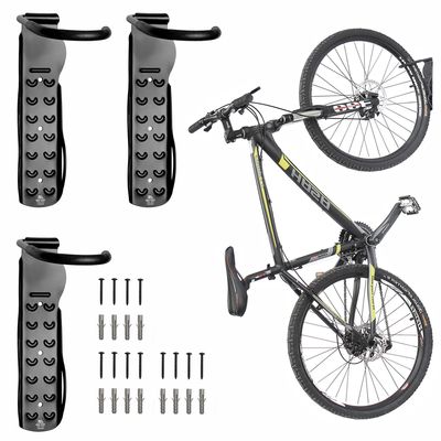 BikeHand Bike Wall Hanger - Heavy Duty Vertical Bicycle Wall Hook Mount Holder Rack for Garage Shed Indoor Storage - Fits MTB & Road Bikes - 3 Pack