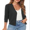 Urban CoCo Women's 3/4 Sleeve Shrugs Open Front Cropped Sweater Caidigan (Black, XL) view 1