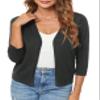 Urban CoCo Women's 3/4 Sleeve Shrugs Open Front Cropped Sweater Caidigan (Black, XL) view 3