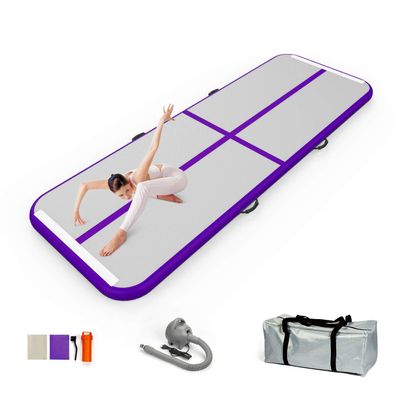 EZ GLAM Air Mat Track Inflatable Gymnastics Tumbling Mat with Electric Air Pump for Cheerleading/Practice Gymnastics/Beach/Park/Home use (10ftx3.3ftx4in(3x1x0.1m), purple)
