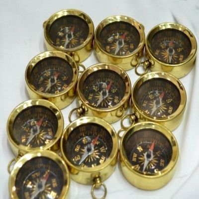 Humaira Nauticals 50 Pcs Vintage Camping Hiking Pocket Antique Brass Navigation Compass Keychain Lot Of Pocket Compass Y