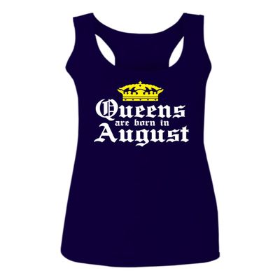 0049. It's is My Birthday Gift Queens are Born in August 20th 30th 40th 50th Women's Tank Top Racerback (Navy Blue, Large)