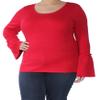 INC Womens Bell-Sleeve Ribbed Pullover Sweater Red XXL view 1