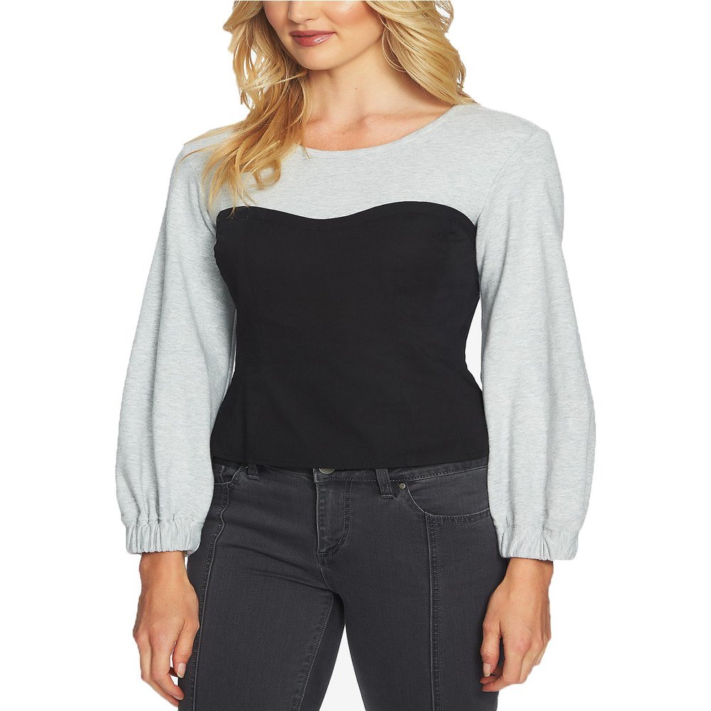 1.STATE Mixed Media Top (M, Rich Black)
