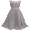 Agoky Floral Lace Flower Girls Ball Gown Prom Party Dress Wedding Bridesmaid Floor Length Dress Gray 6 view 3