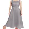 Agoky Floral Lace Flower Girls Ball Gown Prom Party Dress Wedding Bridesmaid Floor Length Dress Gray 6 view 4