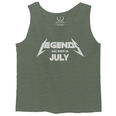 0044. It's My Birthday Funny Legends are Born in July Gift 20th 30th 40th 50th Men's Fitted Tank Top (Olive, Small)