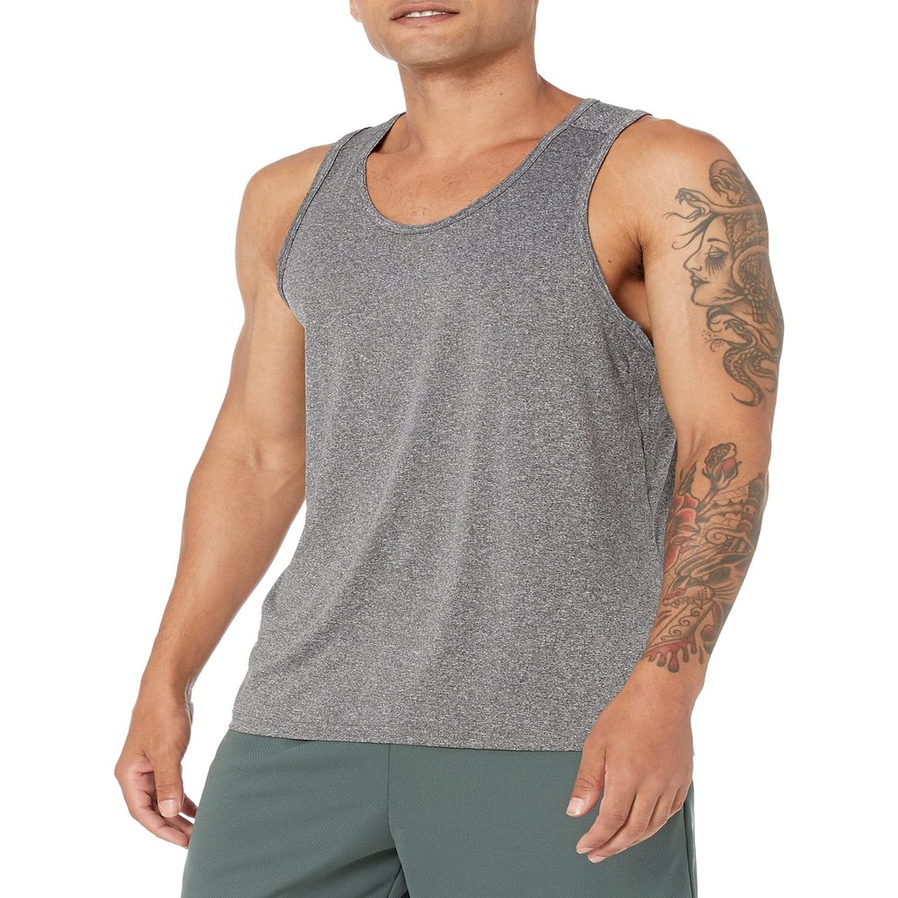 Amazon Essentials Men's Quick Dry Tech Stretch Active Sleeveless Tank Top Workout Shirt, Black, Medium