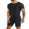 dPois Men's Solid Wrestling Singlet Leotard Bodysuit Jumpsuit Underwear Modified Black Large view 2
