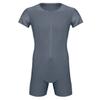 dPois Men's Solid Wrestling Singlet Leotard Bodysuit Jumpsuit Underwear Modified Gray Medium view 4