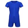 dPois Men's Solid Wrestling Singlet Leotard Bodysuit Jumpsuit Underwear Modified Blue Large view 4
