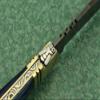 Laguiole Folding Damascus steel knife, 8.6" Long with 4" hand forged custom twist pattern Blade. Blue colored wood with brass bolster, Cow hide leather sheath included view 4