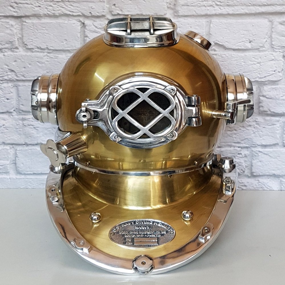 Vintage Reproduction U.S.Navy Mark V 18" Divers Helmet Maritime Scuba Equipment.