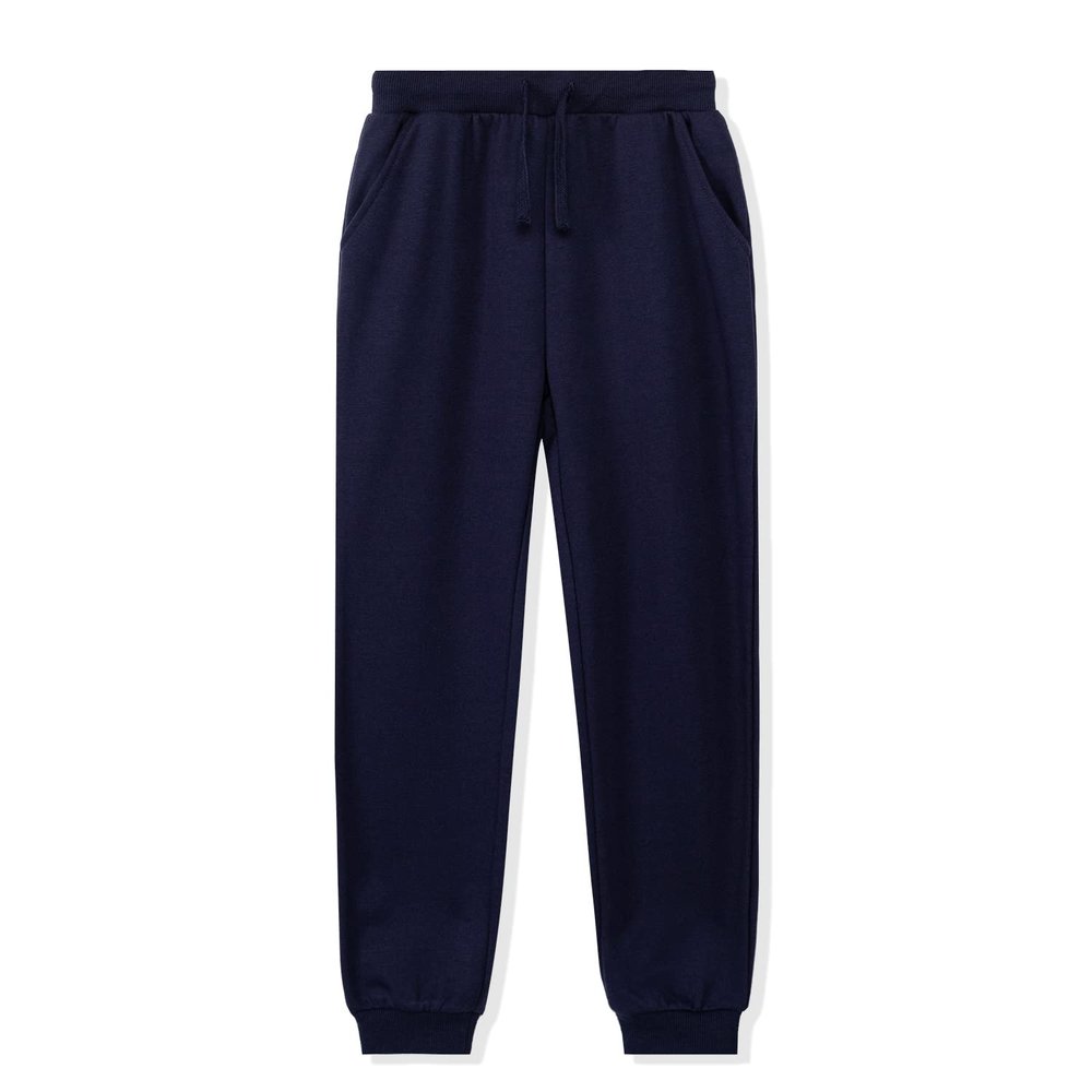 Kid Nation Kids Unisex Soft Brushed Fleece Casual Pull On Jogger Sweatpants with Pockets for Boys or Girls M Navy01