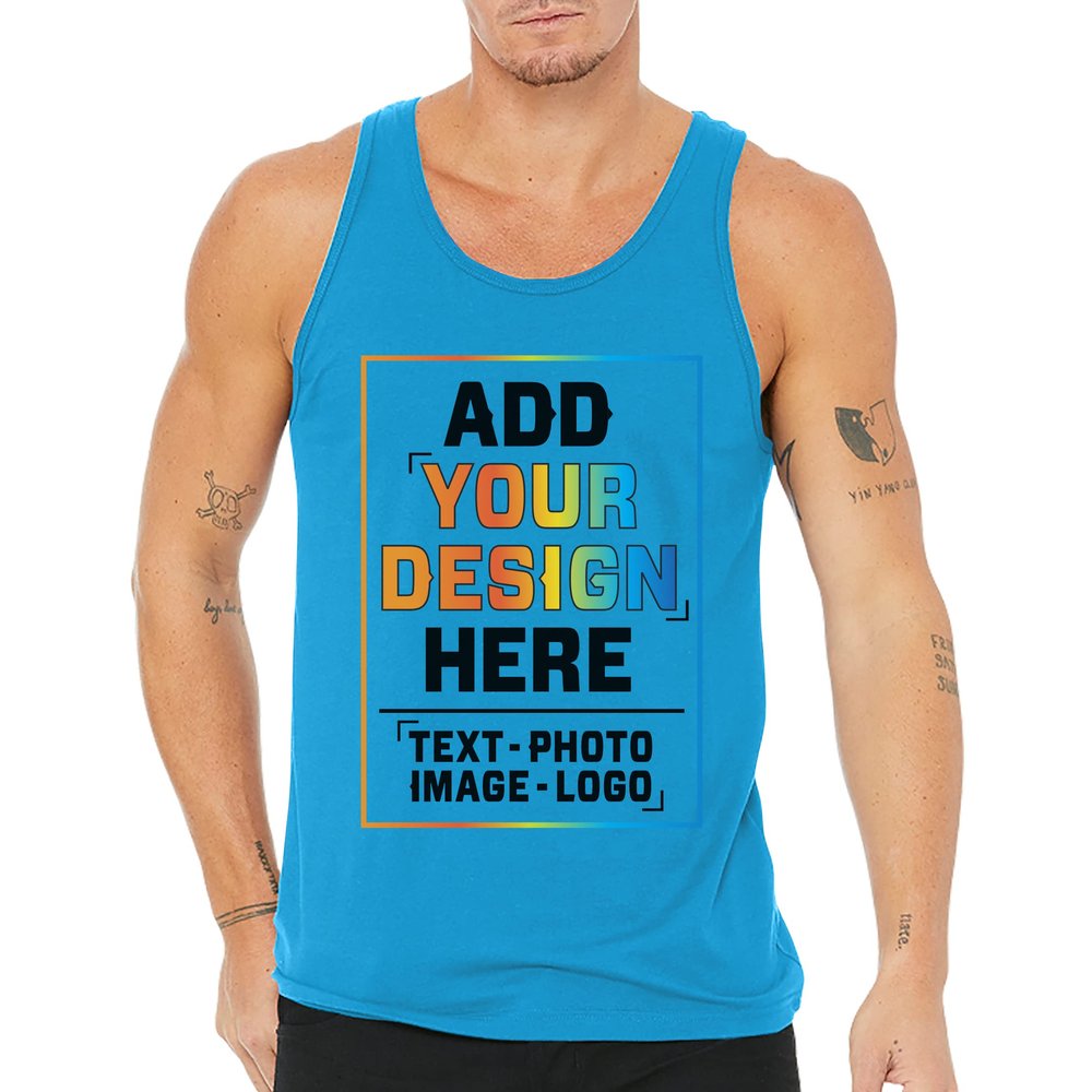 Men Custom Tank Top Add Your Text Personalized Men Tank Tops Sapphire