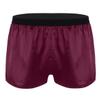 YiZYiF Men's Silky Satin Boxers Shorts Summer Loose Underwear Lingerie Shorts Wine Red Medium view 3