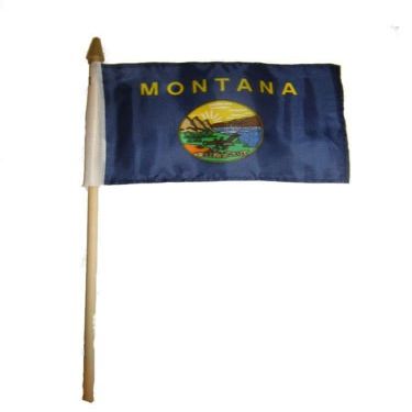 Wholesale Lot of 12 6x9 6''x9'' State of Montana Stick Flag wood Staff - Party Decorations Supplies For Parades - Prime Outside, Garden, Men Cave Decor Flag