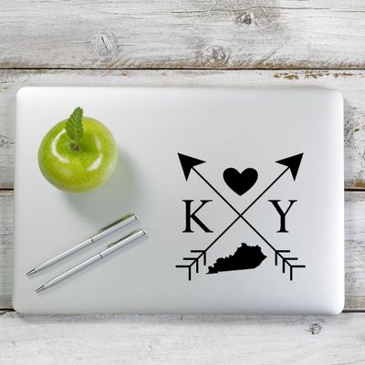 Yoonek Graphics Kentucky Love Cross Arrow State KY Decal Sticker for Car Window, Laptop and More. # 1082 (4" x 4", Black)