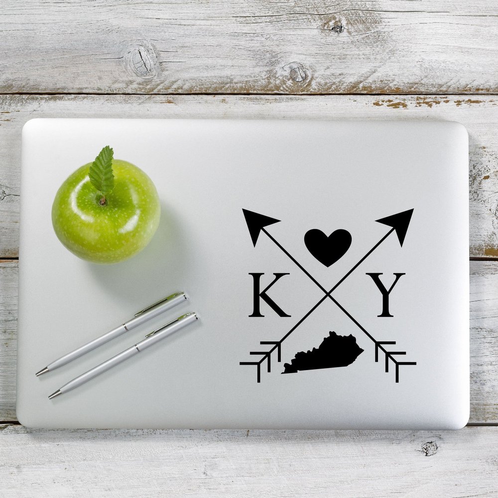 Yoonek Graphics Kentucky Love Cross Arrow State KY Decal Sticker for Car Window, Laptop and More. # 1082 (4" x 4", Black)