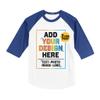 Custom 3/4 Sleeve T-Shirt Personalized Raglan Baseball T-Shirt Custom Unisex Raglan Shirt White-Royal view 1
