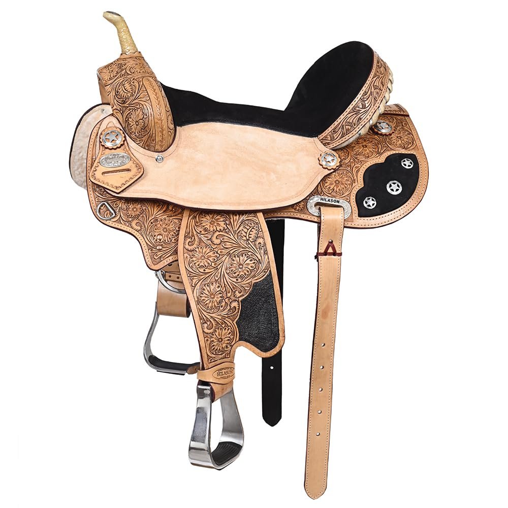 HILASON Flex Tree Western Horse Saddle American Leather Trail Barrel | for Horses