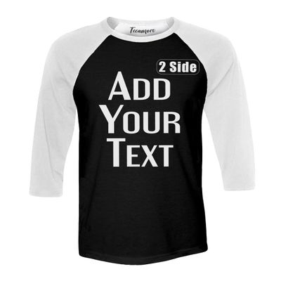 Custom 3/4 Sleeve T-Shirt Personalized Raglan Baseball T-Shirt Custom Unisex Raglan Shirt Black-White