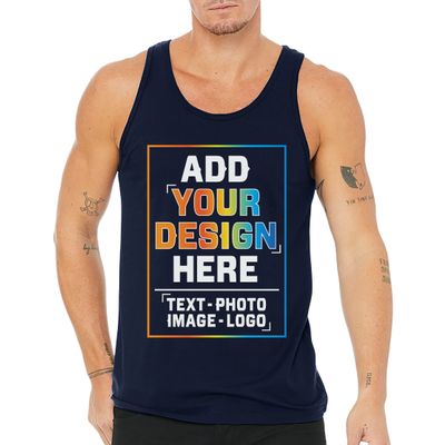 Men Custom Tank Top Add Your Text Personalized Men Tank Tops Navy
