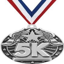 Crown Awards 5K Medals - 2" Silver 5K Race Medals 20 Pack