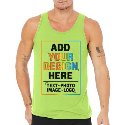 Men Custom Tank Top Add Your Text Personalized Men Tank Tops Neon Green