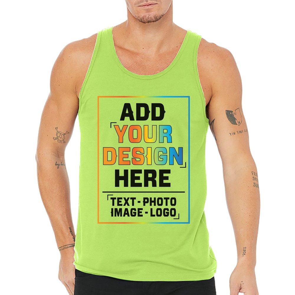 Men Custom Tank Top Add Your Text Personalized Men Tank Tops Neon Green