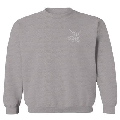 0012. Good Vibe Bones Hand Shaka Cool Vintage Hipster Graphic Men's Crewneck Sweatshirt (Light Gray X-Large)