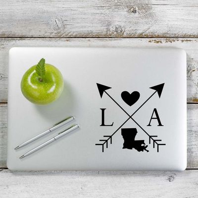 Yoonek Graphics Louisiana Love Cross Arrow State LA Decal Sticker for Car Window, Laptop and More. # 1083 (6" x 6", Black)