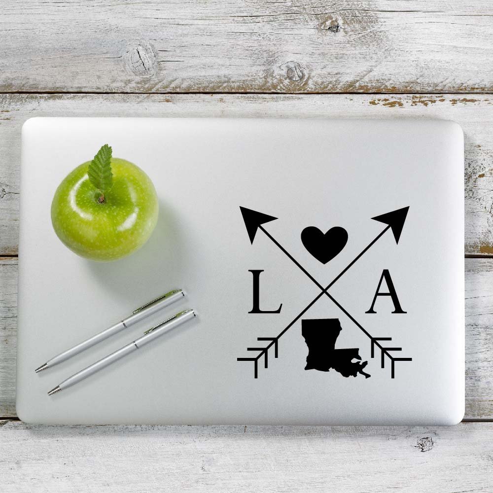 Yoonek Graphics Louisiana Love Cross Arrow State LA Decal Sticker for Car Window, Laptop and More. # 1083 (6" x 6", Black)