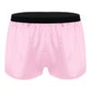 ACSUSS Men's Silk Shorts Frilly Satin Trunk Boxer Briefs Loose Crossdress Underwear Pink Medium view 1