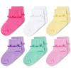 CozyWay Baby Girl Ruffle Socks - Breathable Cotton & Reinforced Toe for Baby Socks - 0-9 Months, Pack of 6, Pink, Yellow & Green view 1