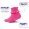 CozyWay Baby Girl Ruffle Socks - Breathable Cotton & Reinforced Toe for Baby Socks - 0-9 Months, Pack of 6, Pink, Yellow & Green view 4