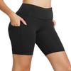 baleaf Biker Shorts for Women Workout Yoga Gym Spandex Running Volleyball Tummy Control Compression with Pockets 8" Black XXXL view 1