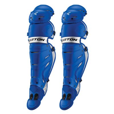 Easton PRO X Baseball Catchers Leg Guards, Intermediate, Royal/Silver, 8064961