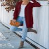 MEROKEETY Women's 2026 Spring Long Sleeve Cardigan Sweater Lightweight Snap Button Down Open Front Casual Outfit, Wine, M view 2