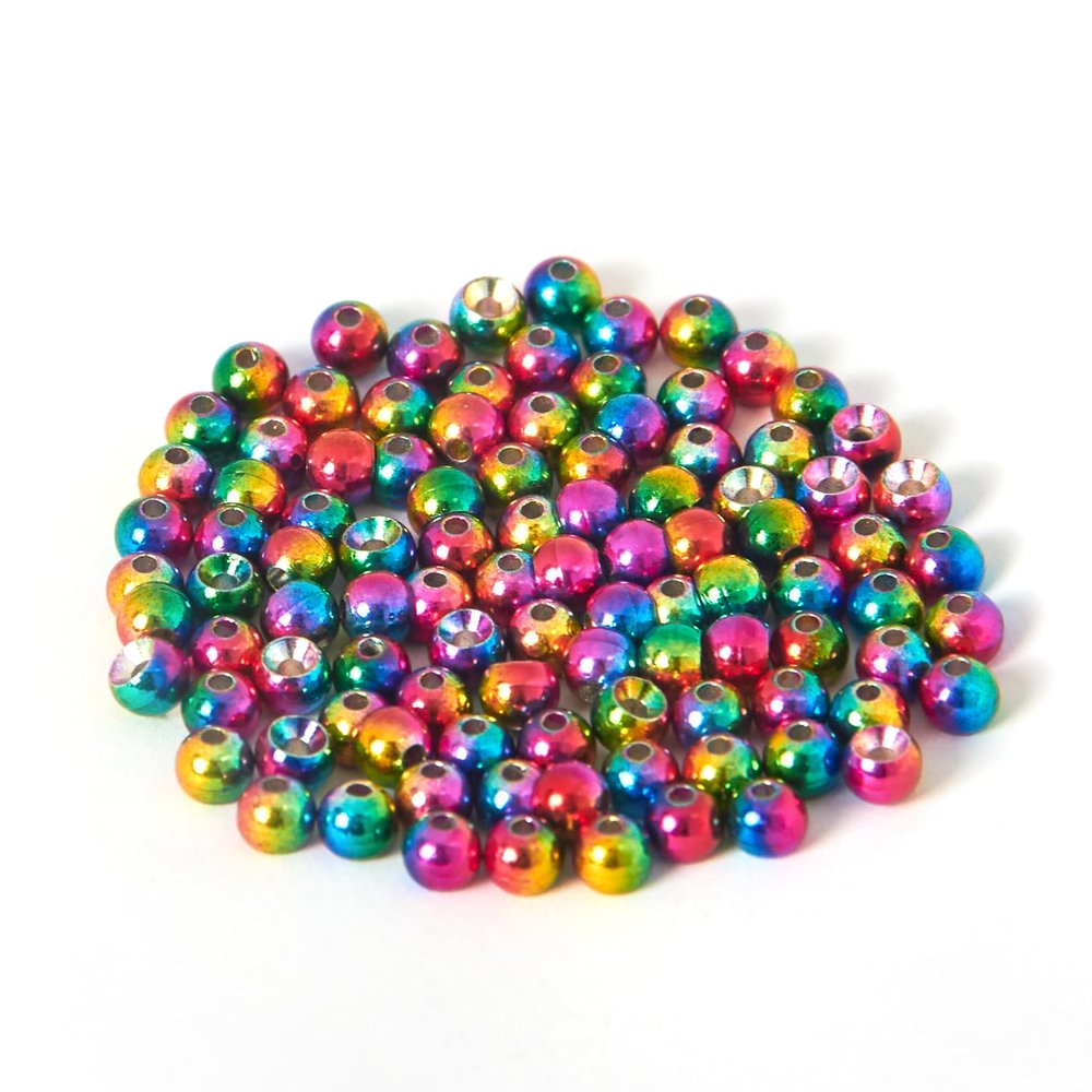 ANGLER DREAM Fly Tying Beads 100 PC/LOT Tungsten Beads Nymph Head Ball Fly Tying Materials 8 Sizes 5 Colors (Rainbow, 3.5mm,100pcs)