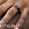 ROQ Silicone Rubber Wedding Ring for Men, Comfort Fit, Men's Wedding Band, Breathable Rubber Engagement Band, 8mm Wide 2mm Thick, Step Edge, 4 Pack, Silver, Grey, Black, Platinum, Size 11 view 3
