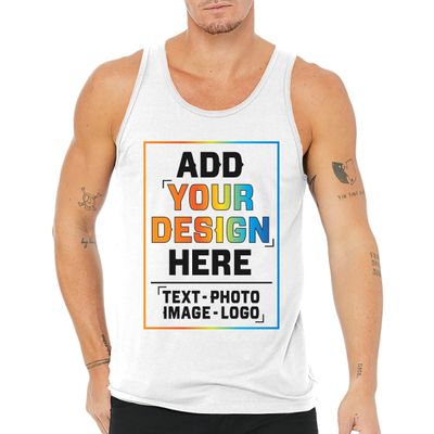 Men Custom Tank Top Add Your Text Personalized Men Tank Tops White