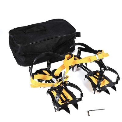Ice Grips,Asixx 1 Pair of 10-Teeth Crampons Strap Binding Type Ice Grips Slip Resistant Cleats for Hiking, with 10 Strong Steel Teeth,1 x Pair of Crampons